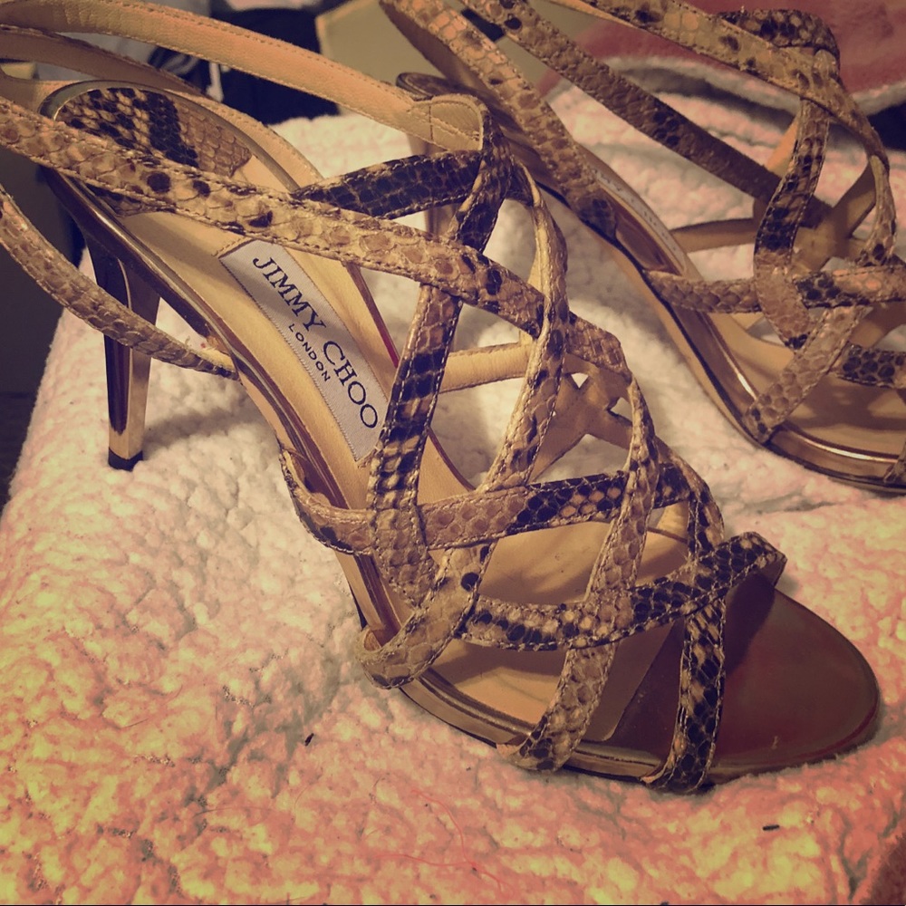 Jimmy Choo snakeskin heels.Almost perfect conditio